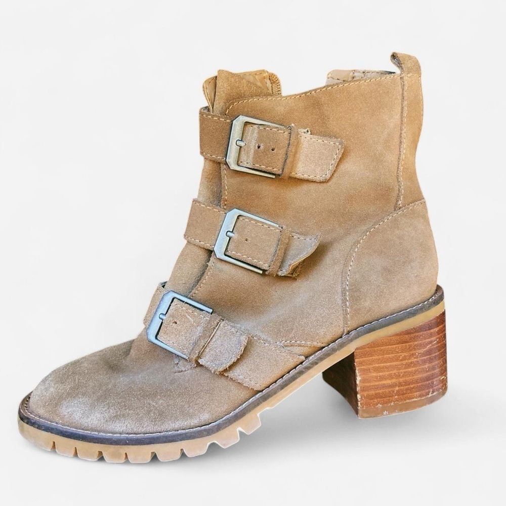 Crown vintage Asisa Tan leather buckle moto boots - Picture 2 of 6